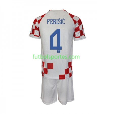 Camiseta Croacia Perišić 4 Niño Primera Equipación Copa Mundo 2022